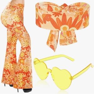 Three pcs 60s 70s Women hippie costume set